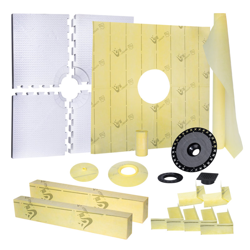 Uni-green 48" x 48" Complete Shower Pan Kit – Includes Shower Drain and Tile-Ready Pan, Matte Black