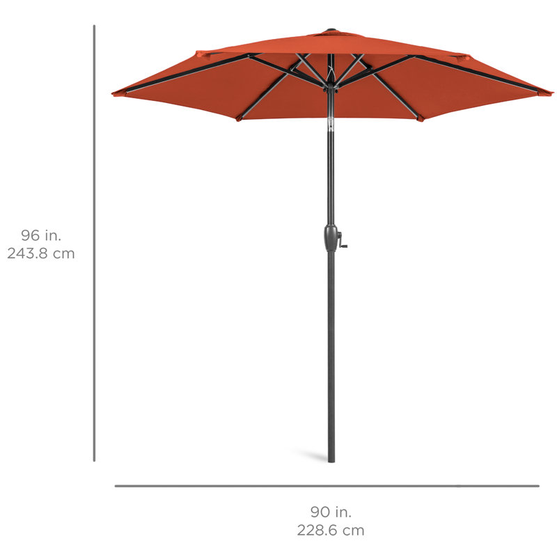 Parasol de marché extérieur robuste de 7,5 pi avec bouton-poussoir inclinable et manivelle en keven, rouille