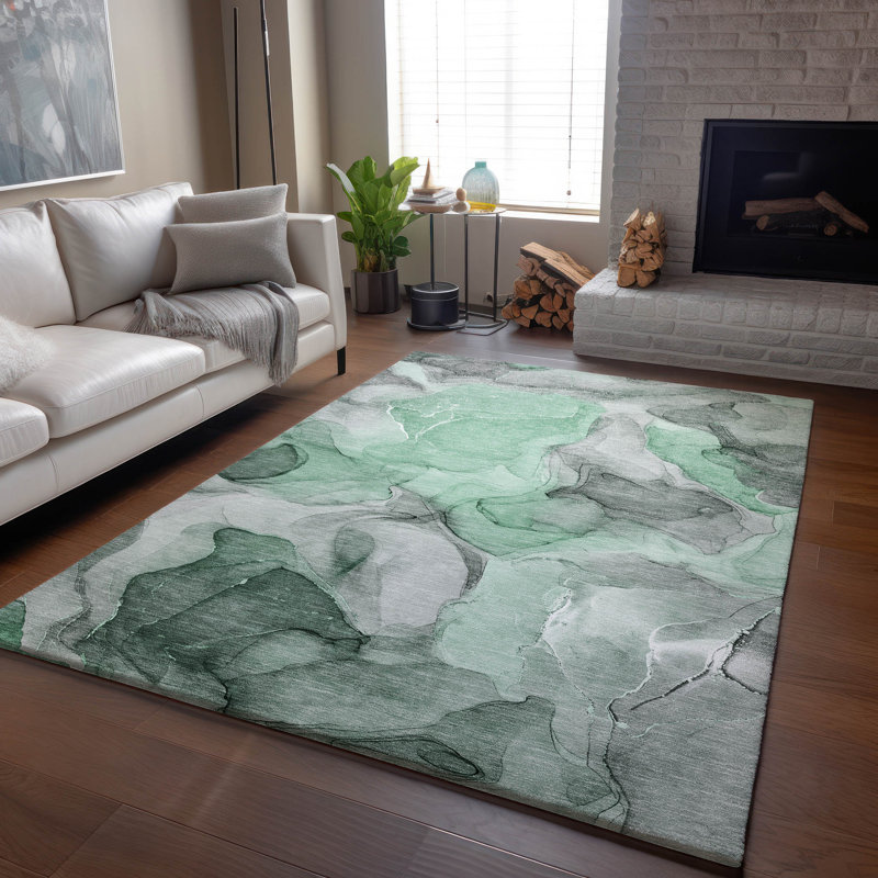 Tapis vert lavable à la machine de qualité supérieure 5 pi x 7 pi 6 po Cerrito AMF504, Rectangulaire 8 pi x 10 pi