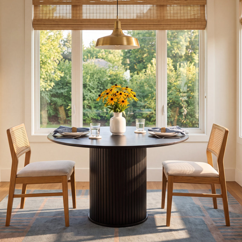 Iris 47" Pedestal Dining Table, Black Oak