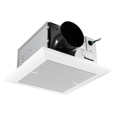 EcoFlow Square Bathroom Exhaust Fan with White Grille 110CFM AC Efficient Motor 4in Exhaust Pipe Includes Adjustable Hanger Brackets