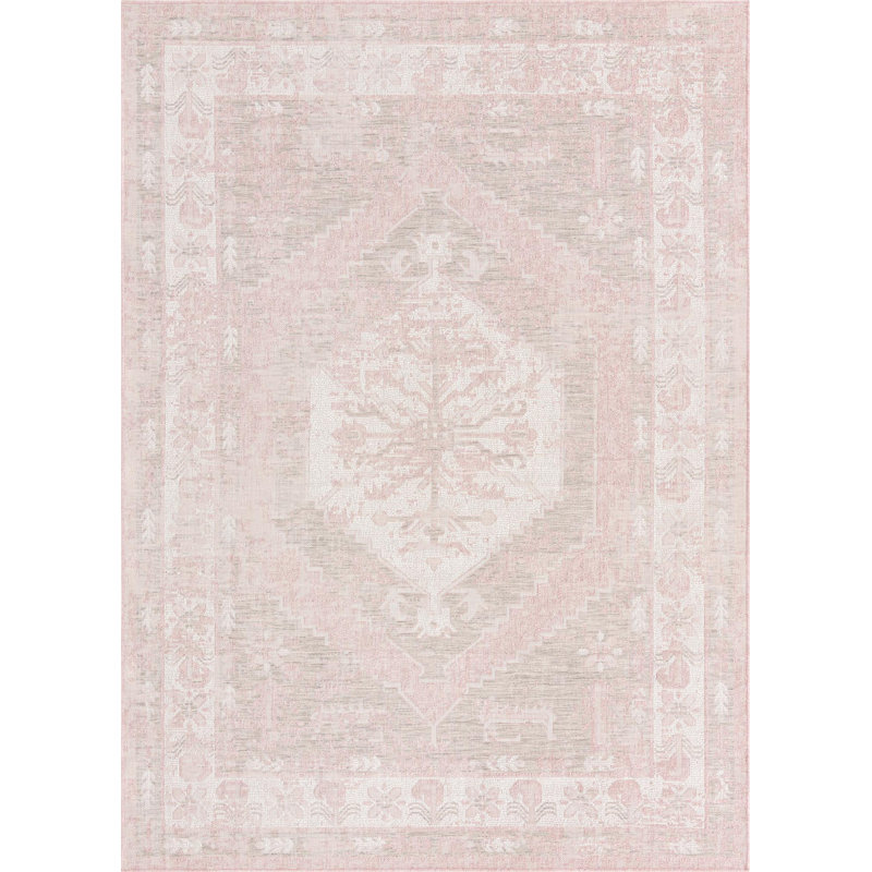 Outdoor Nile Area Rug Pink Color, Rectangle 7' x 10'