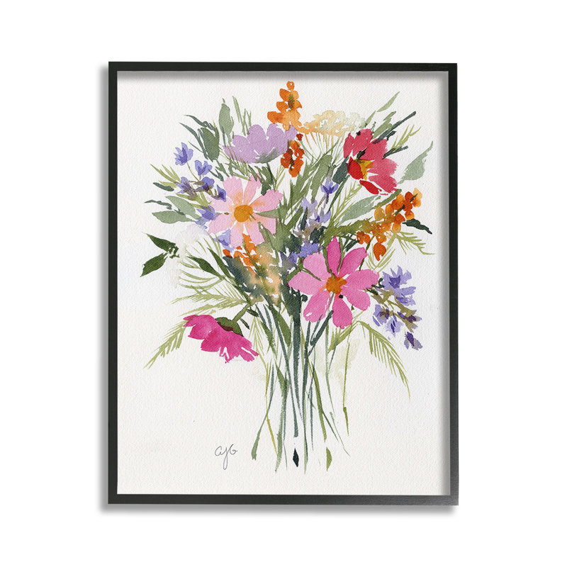 «Simple Mixed Bouquet», estampe numérique par Alexandria Gilbert Kincaid, Giclée encadrée noir minuit, H 20 po x l 16 po