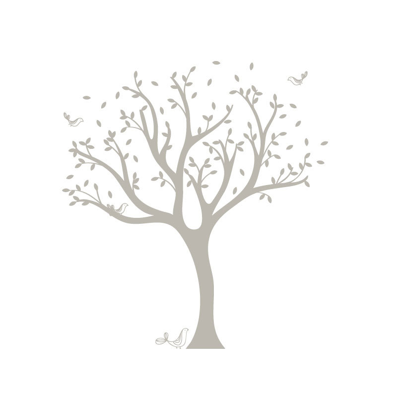 Décalcomanie murale arbre tweet, Gris chaleureux