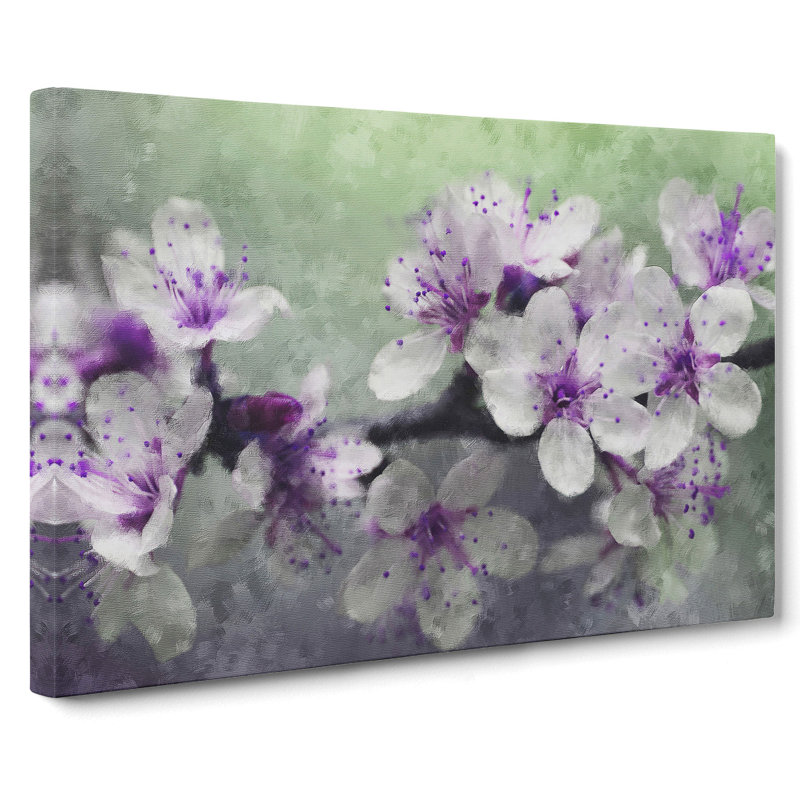 White and Purple Blossoms - Wrapped Canvas Graphic Art, 40cm H x 60cm W x 3cm D