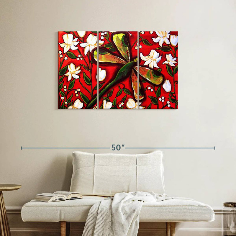Dragonfly On Red, 24" H x 38" W