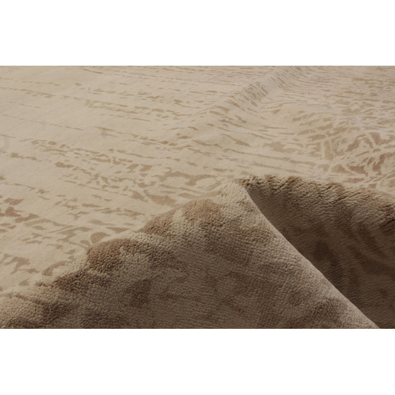 Tapis unique en laine noué à la main style Oushak des années 2010 de 7 pi 11 po x 10 pi 2 po beige Quinnisha