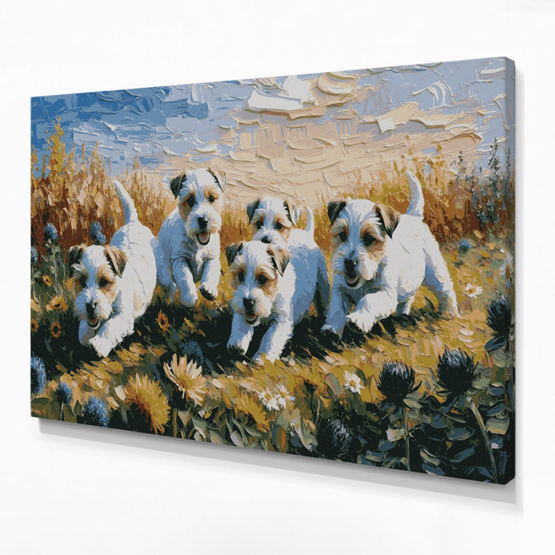 «Dogs Sealyham Terrier», art mural sur toile grise, H 20 po x l 30 po