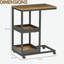 Trung C Shaped Side Table 3-Tier Living Room Furniture with Storage Shelves End Living Room