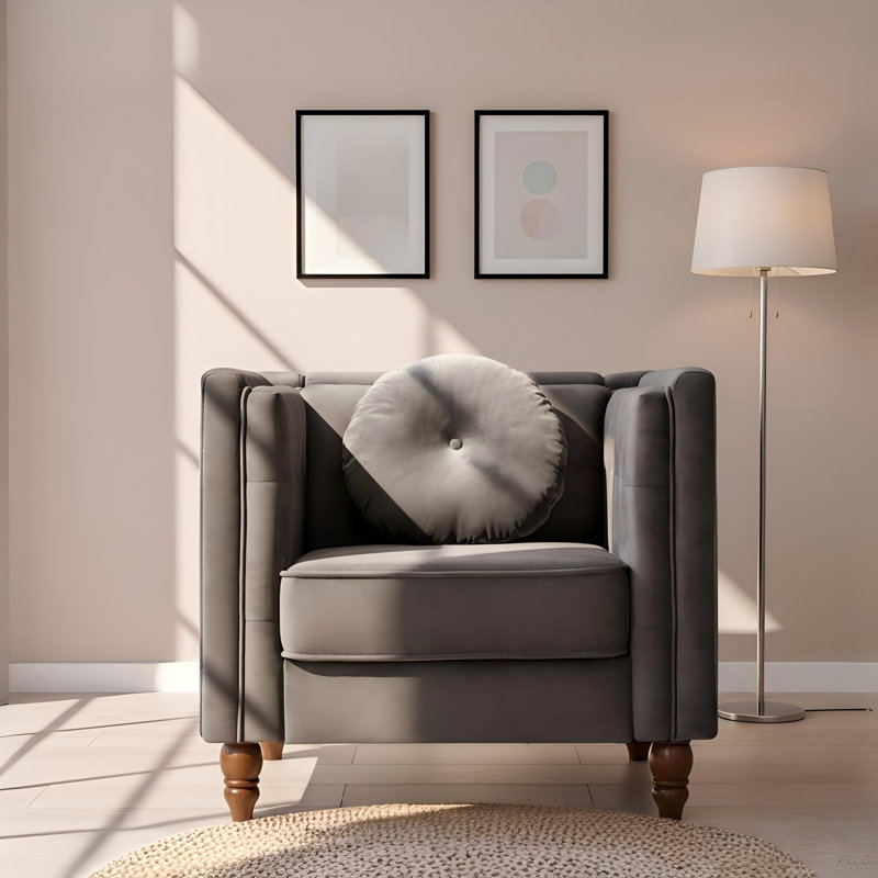 Fauteuil d'appoint classique Chesterfield, Grey