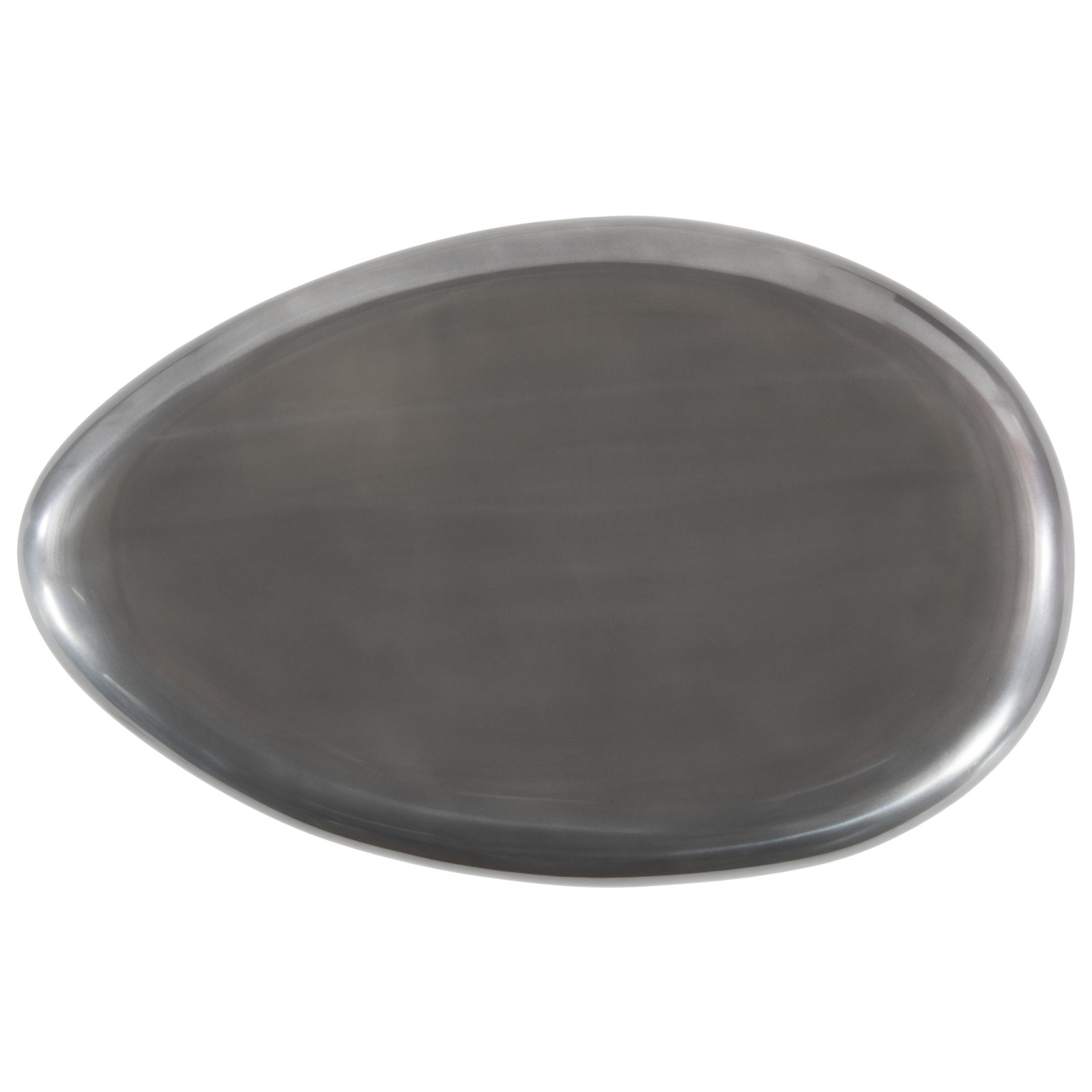 Polished Aluminum River Stone Solid Coffee Table, 16" H x 54" L x 34" W, Polished Aluminum