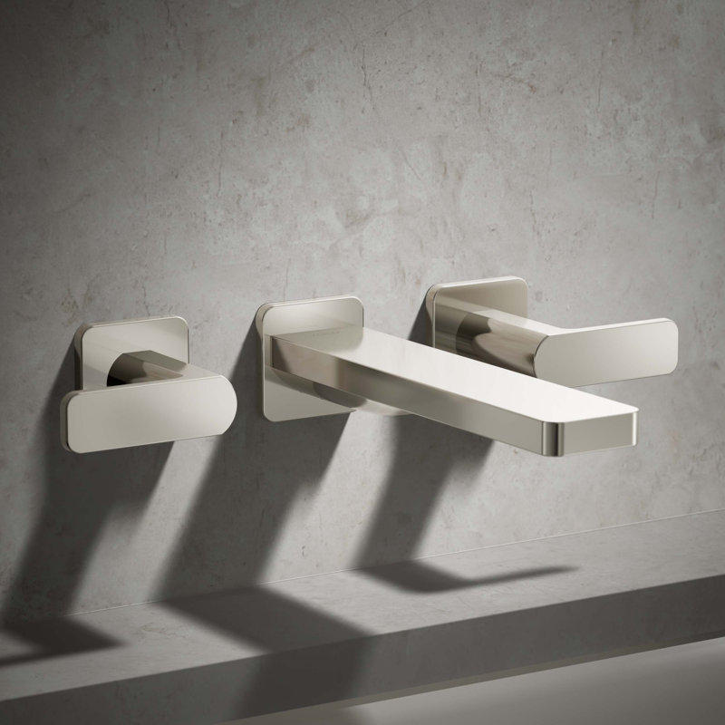 Parallel Wall Mount Bath Filler Trim, Polished Nickel
