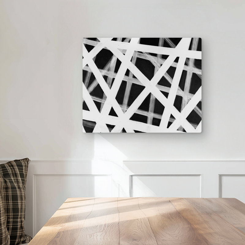 Geometric Stripes - Black Metal Print for Office Decor