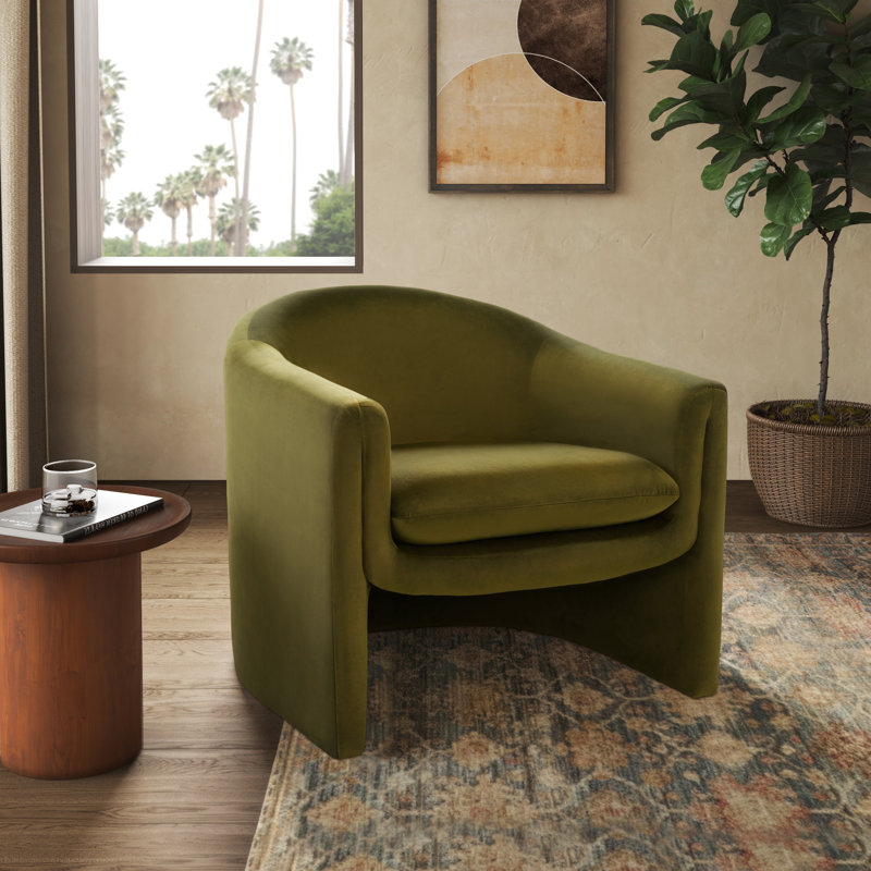 Fauteuil demi-tonneau 32,87 po Pollman, Velours vert olive
