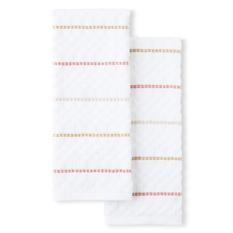 FIESTA Valencia Kitchen Towel Set, 16"x28", White/Cream, 48