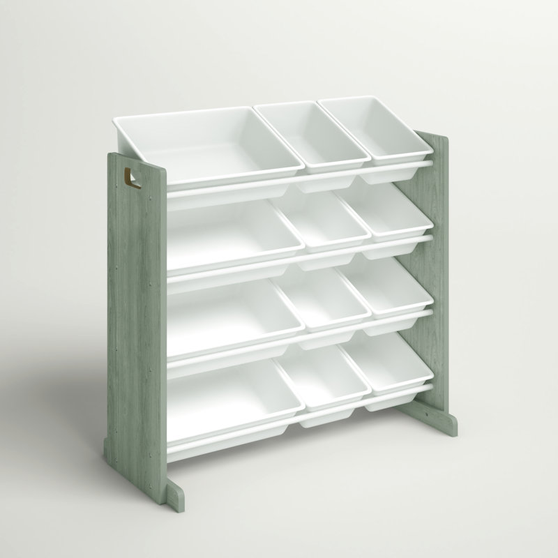 Organisateur de jouets avec bacs Rafael, Fil du bois gris / blanc