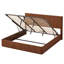 Structure de lit très grand avec rangement relevable, lignes courbes en bois ondulé, rangement hydraulique