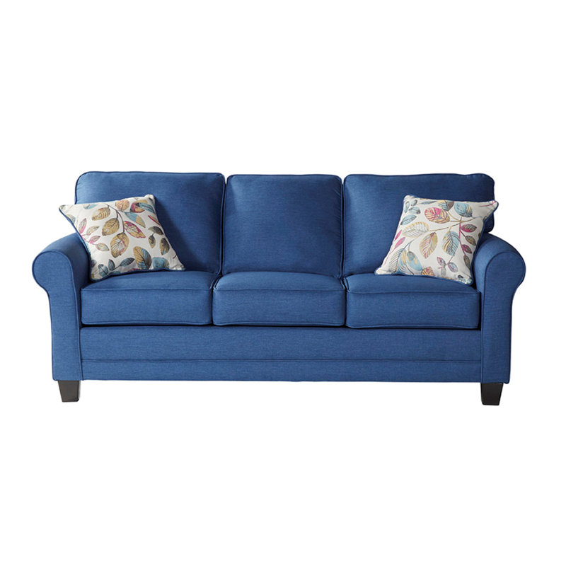 Canapé-lit à accoudoirs roulés de 83 po avec coussins réversibles, Polyester denim Jitterbug