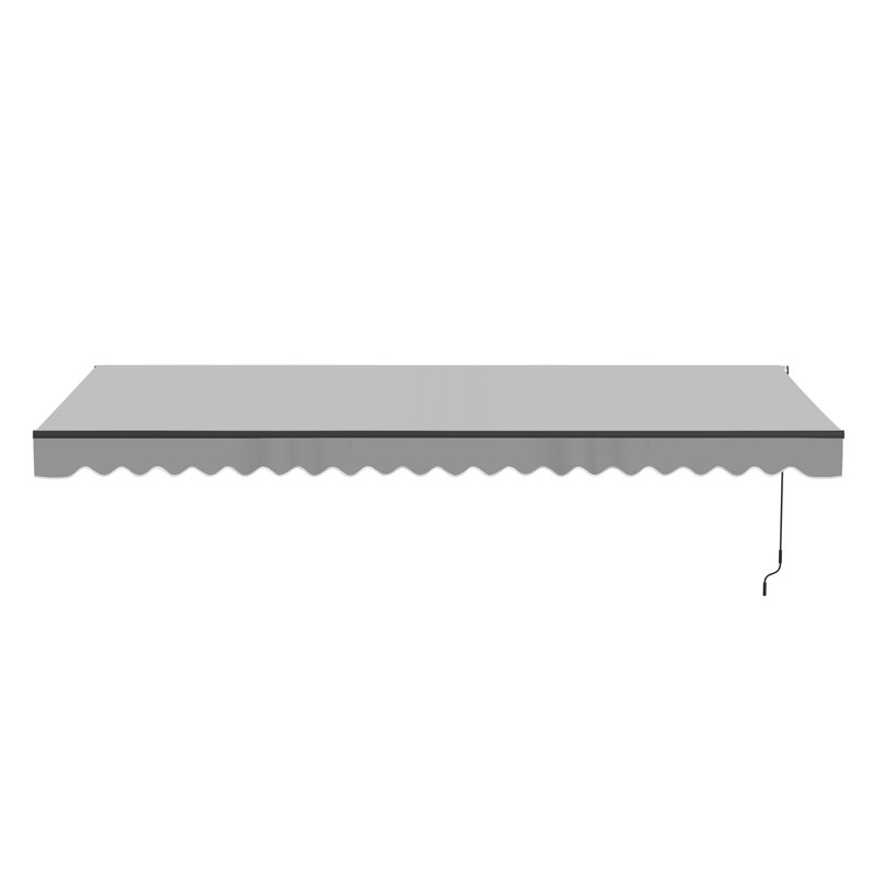 Motorized Retractable Patio Awning- Black Frame, 20' W x 10' D, Solid Color, Silver Gray