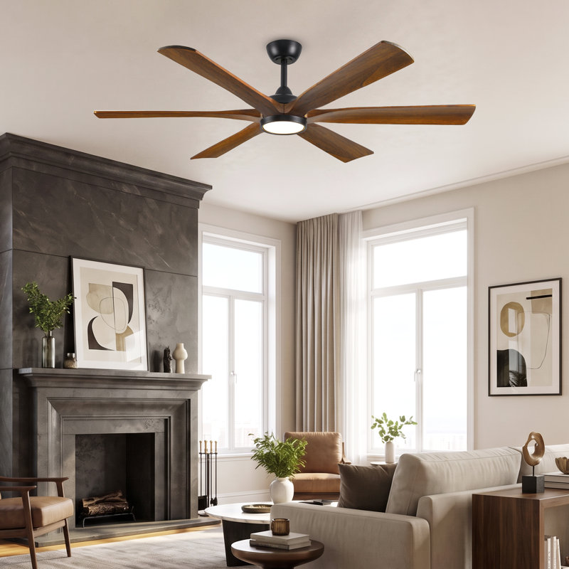 6-Blade Solid Wood Ceiling Fan With Light And Remote, Reversible Quiet DC Motor, 6-Speed Indoor Ceiling Fan, Dimmable LED With 3 CCT, 52/60/72 Inch