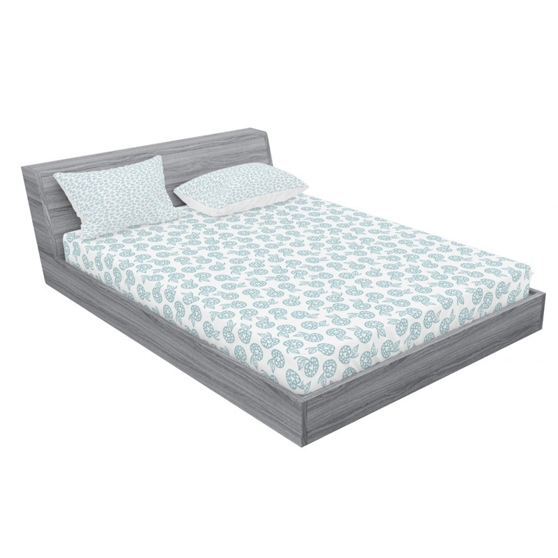 Scandinavian Microfiber Patterned Fitted Sheet, Queen Fitted Sheet with 2 Pillowcases