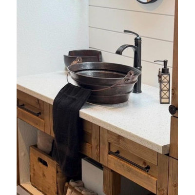 Lavabo de salle de bain vasque ovale en cuivre 16 "style BUCKET 