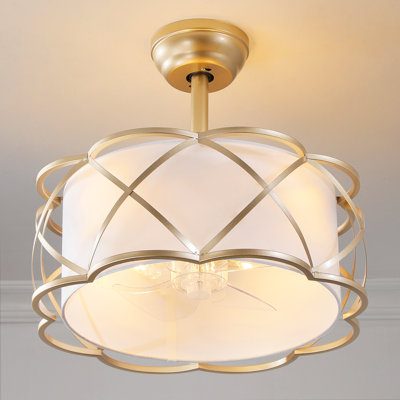 Ventilateur de plafond moderne 19 po avec abat-jour en tissu, ensemble d'éclairage et télécommande