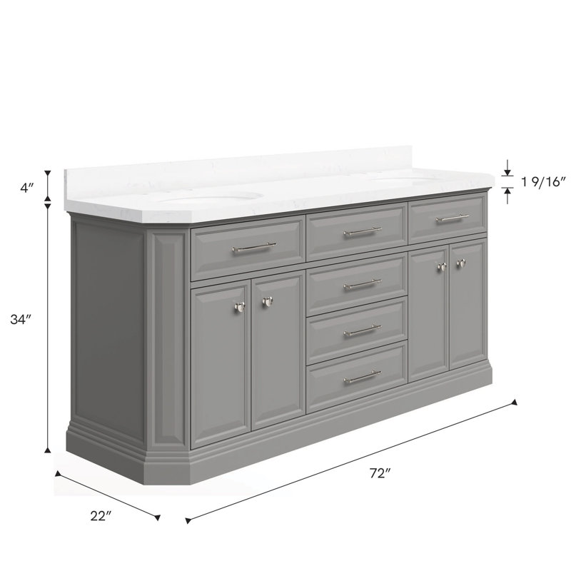 Palace 72'' W Double Vanity, Cashmere Gray, Polished Nickel