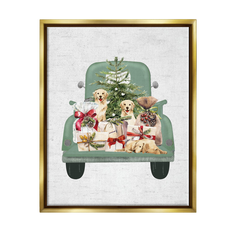 Camion-cadeau des Fêtes, H 21 po x l 17 po x P 1,7 po, Cadre flottant métallique doré