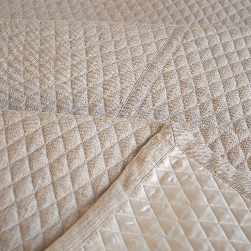 Faux Flax Coverlet Set , Pumice, King Coverlet + 3 Euro Shams