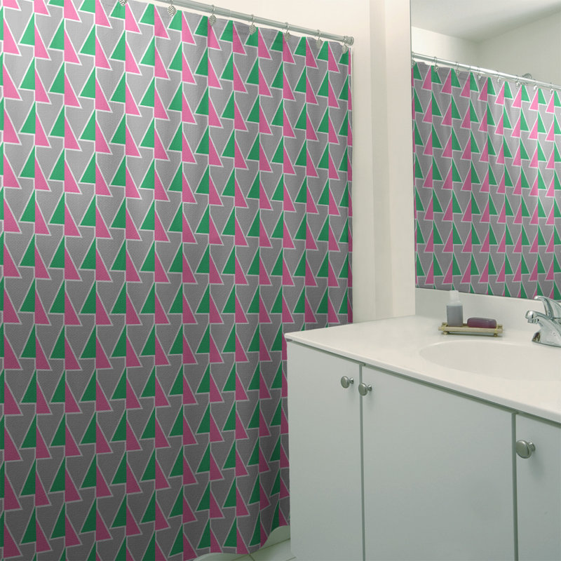 Rideau de douche à flèches décalées, Vert et rose