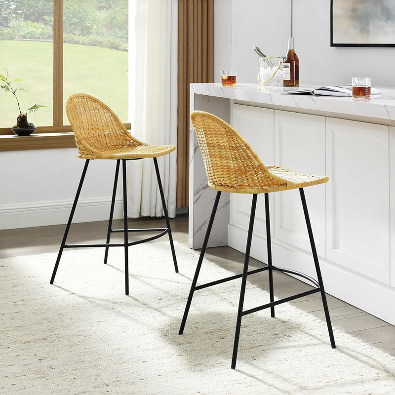 Ensemble de 2 chaises de bar en rotin