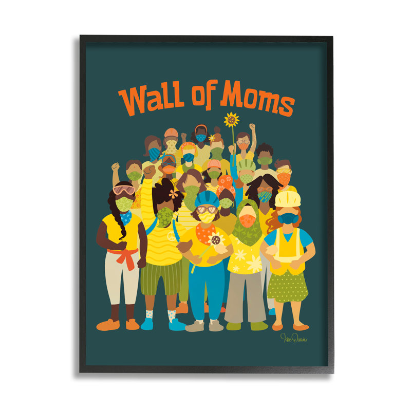 Illustration du mur des mamans, déclaration de justice sociale, H 14 po x l 11 po, Giclée encadrée noir minuit