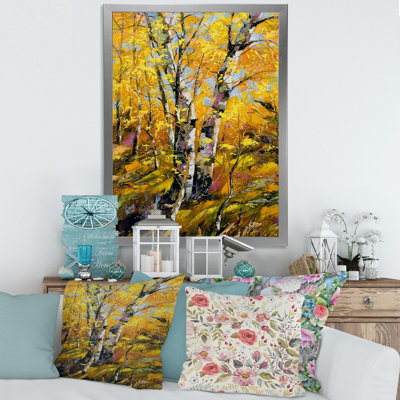 " Birches In Yellow Autumn Wood " Painting Print