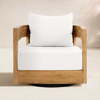 Everlee Teak Outdoor Swivel Armchair with Sunbrella Cushions