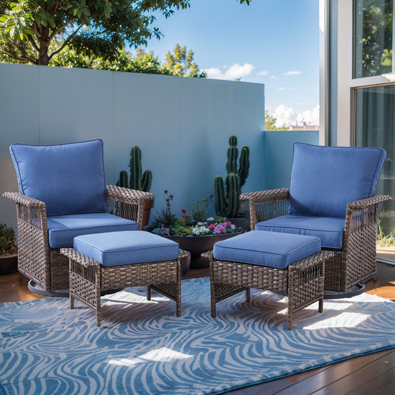 Tapash 4 - Person Patio Conversation Set with Cushions, Blue