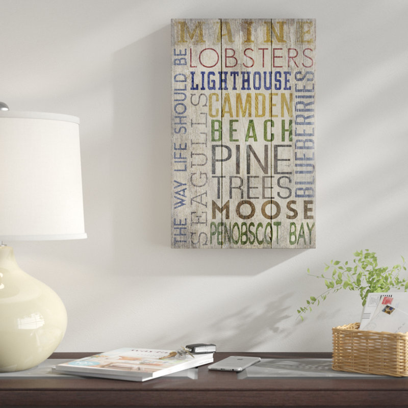 « maine 3 », art textuel sur toile tendue, H 19 po x l 12 po x P 2 po