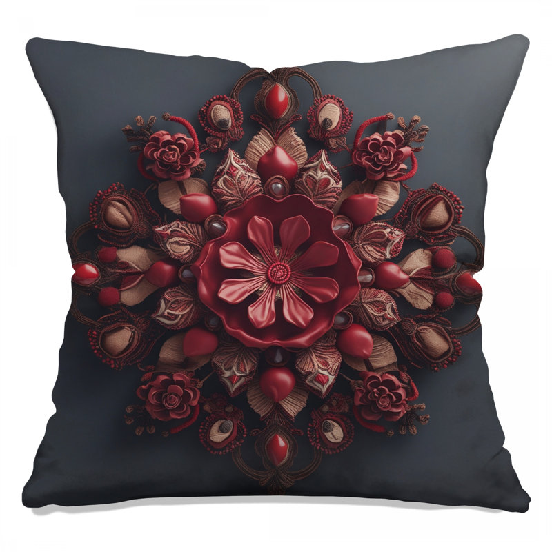Coussins rouges à double face Mandala, 18 x 18 pouces