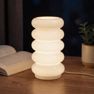 Lampe de table en verre opale à 5 niveaux avec gradateur et contrôle de la température de couleur