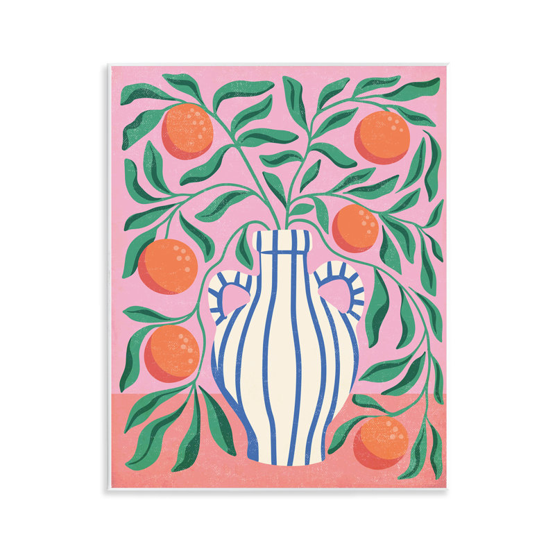 Midcentury Modern Orange Vase Wall Plaque Art, design by Caroline Alfreds