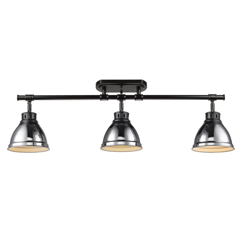 Plafonnier semi-encastré 3 lumières Bryannah, Noir mat, Chrome chrome