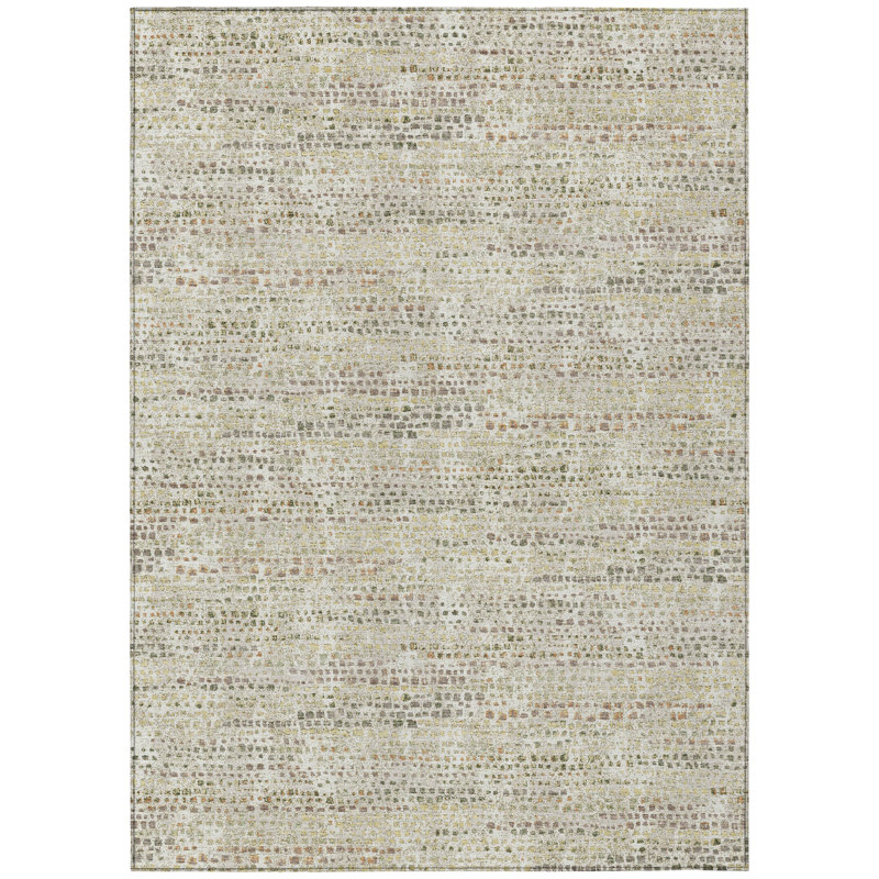 Machine Washable Indoor/Outdoor Chantille ACN2641 Abstract Rug, 8' x 10', Ivory