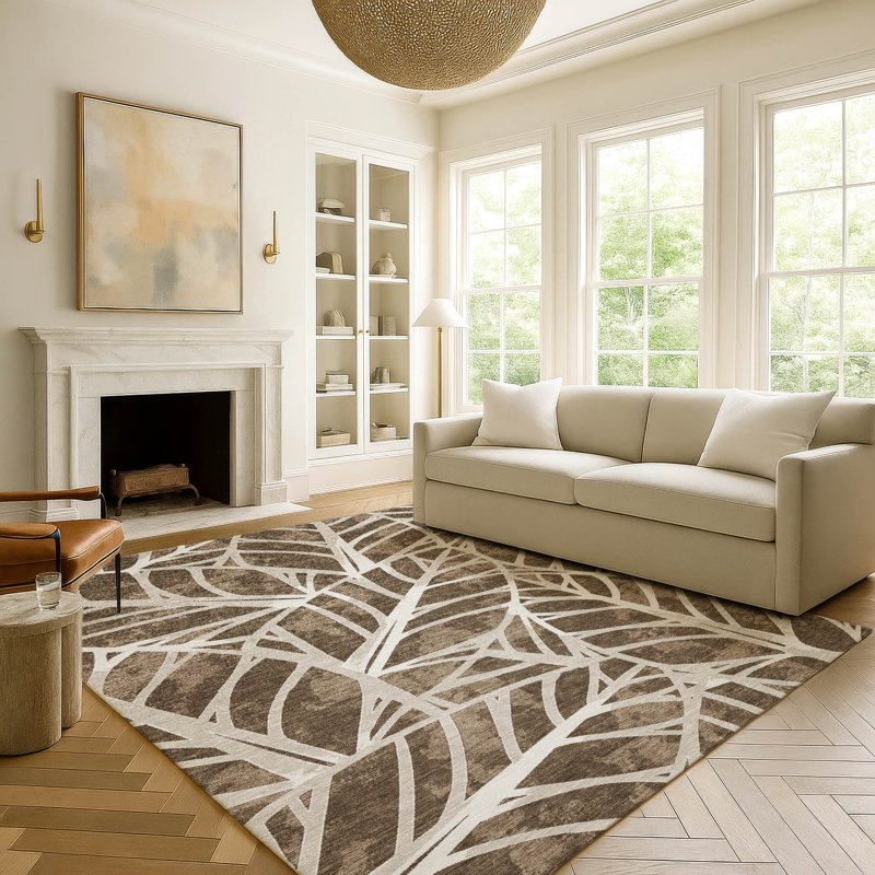 Tapis botanique intérieur / extérieur lavable à la machine Chantille ACN2914, 5 pi x 7 pi 6 po