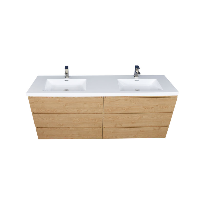 Ensemble de meuble-lavabo double 84 po Bobijo, Chêne anglais