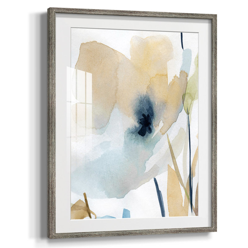 «Chinoiserie 2 Tan II», reproduction encadrée, Papier encadré argent vieilli, Blanc