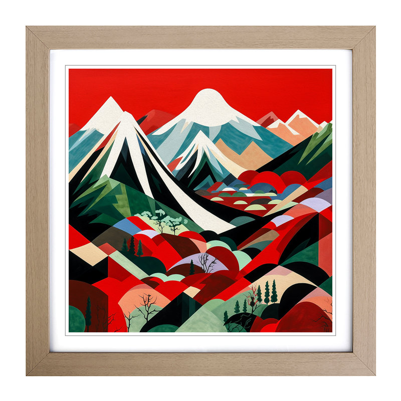 Japanese Mountains Constructivism No.5 - Framed Print, Oak