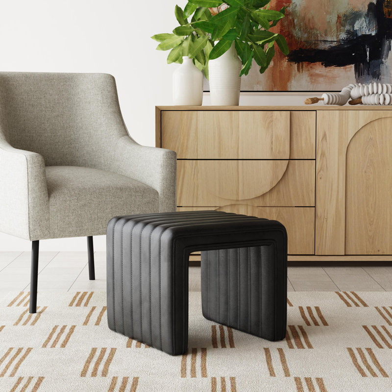 Askolds Modern Channel Ottoman, Black