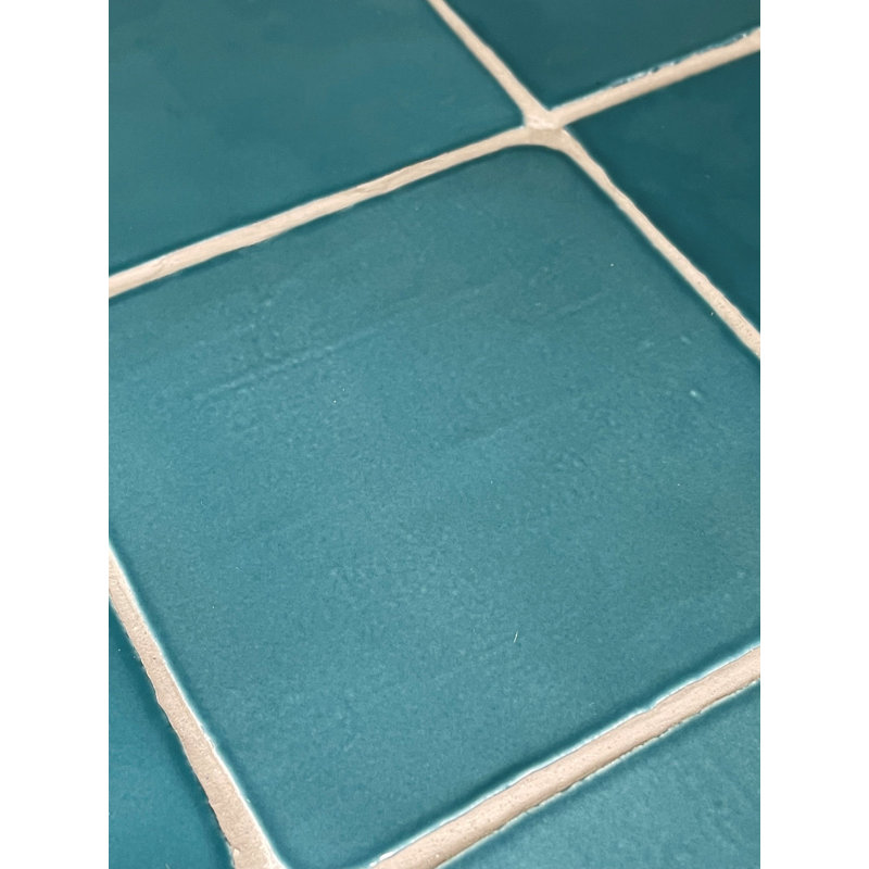 Zellige 4" x 4" Ceramic Subway Tile, Teal/Emerald