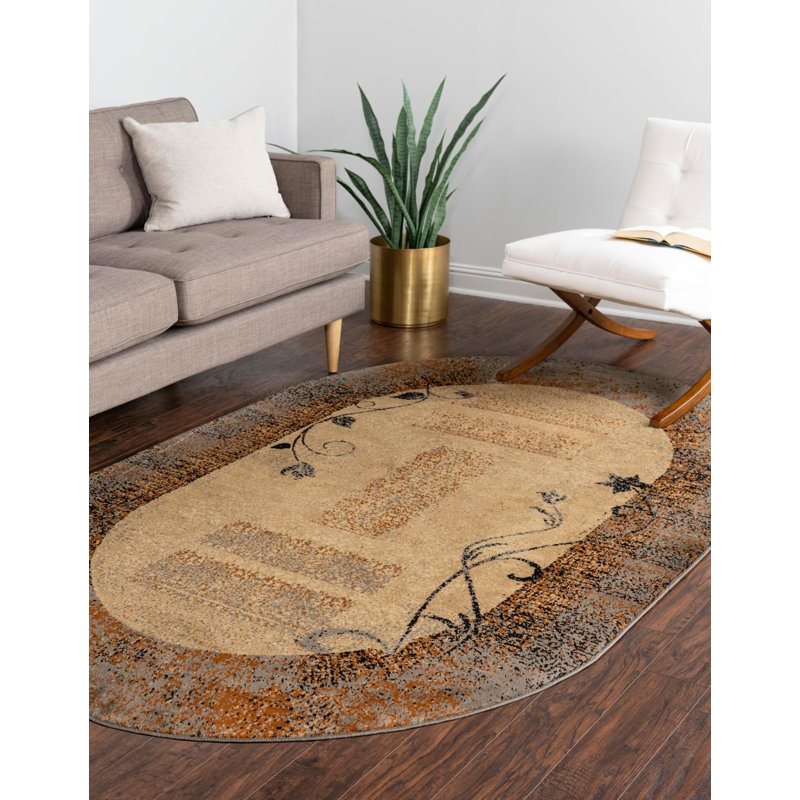 Tapis beige / brun Apex, Ovale 5 pi 3 po x 8 pi