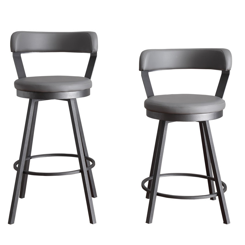 Laub Swivel Upholstered Counter Stool, Gray, Bar Stool (30" Seat Height)